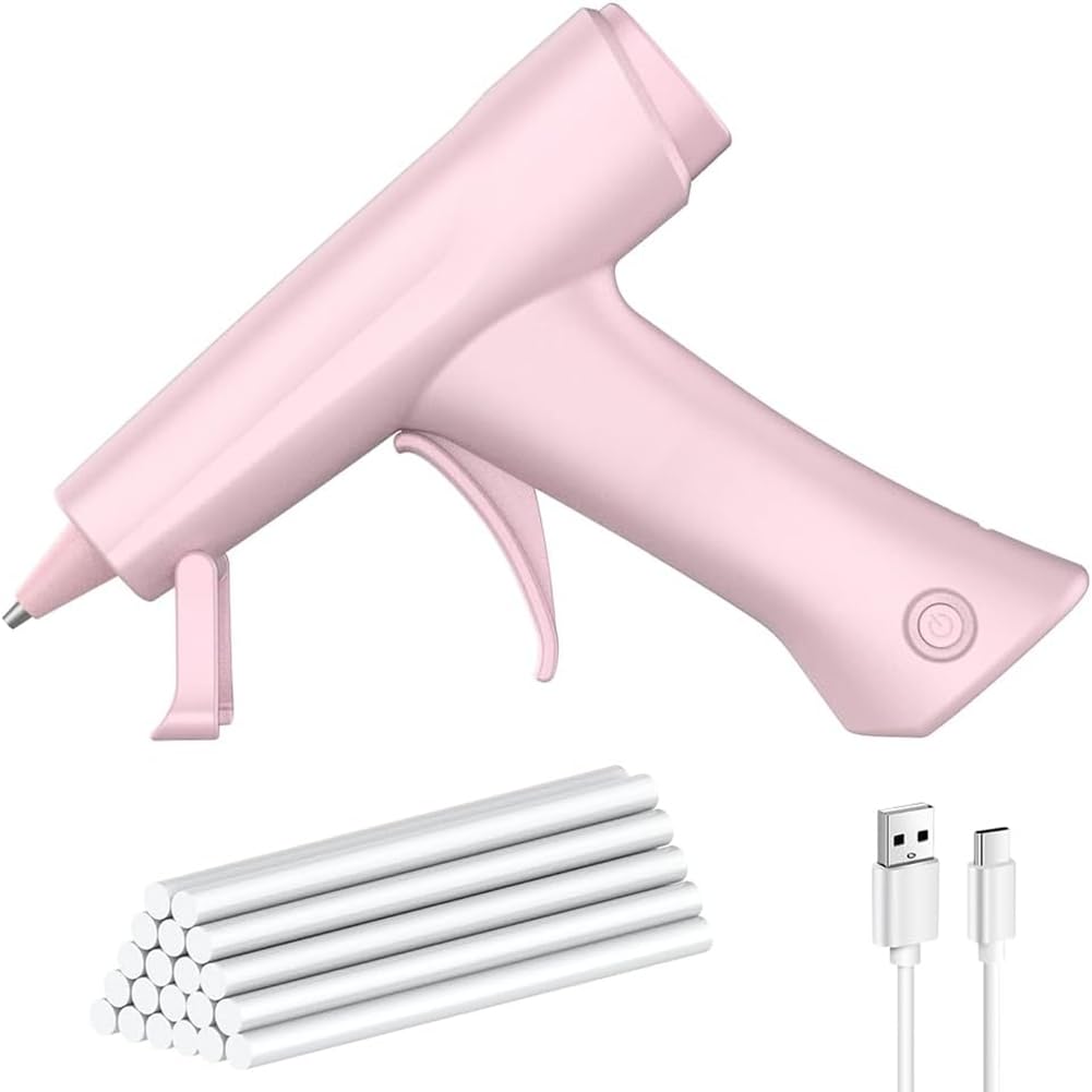 IJSDNVJNDX Cordless Hot Glue,Type-C Rechargeable 2600mAh Battery Powered, Ideal for School Crafts DIY, with 20pcs Glue Sticks