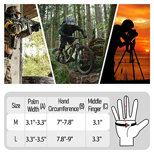Sutekus Tactical Gloves Hard Knuckle Gloves with Touchscreen Fingers Hand Gear for Hiking, Camping, Hunting, Combat, Shooting, Cycling, Motorcycle (Black, Medium) - Thumbnail 5