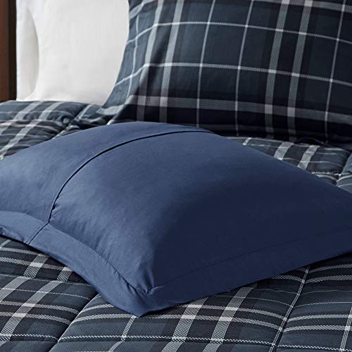 Woolrich Comforter Set, Cabin Lodge, Warm Cover For Colder Season, Modern Cottage-Inspired Down Alternative Ultra Soft Microfiber Bedding, Matching Sham, Plaid Navy Full/Queen 3 Piece #TOP7