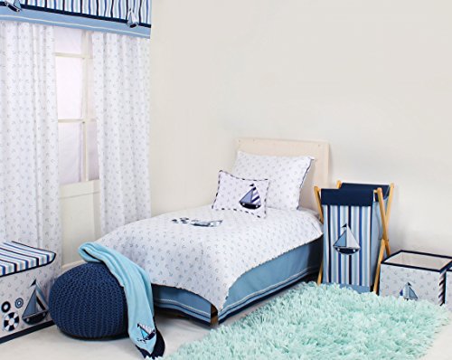 Image of Bacati - Mix N Match Ikat Zigzag /Chevron Nursery Storage (Changing Table Storage Runner, Blue Stripes)