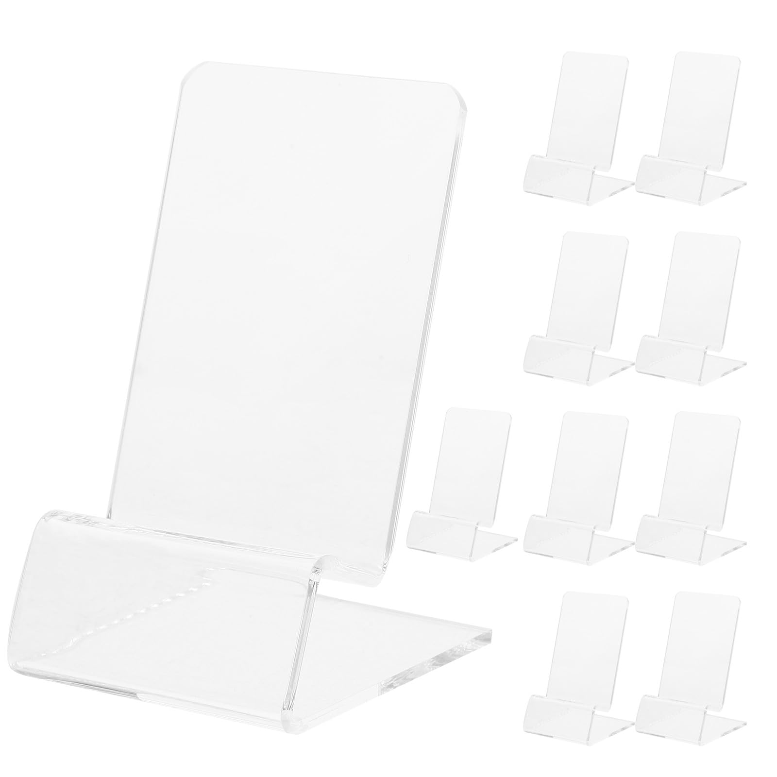 SOLUSTRE Supporto da Scrivania per Cellulare in Acrilico Trasparente, Base Espositore per Telefono 10 Pezzi, Accessori da Scrivania Pratici per Uso Quotidiano e Ricarica Efficiente