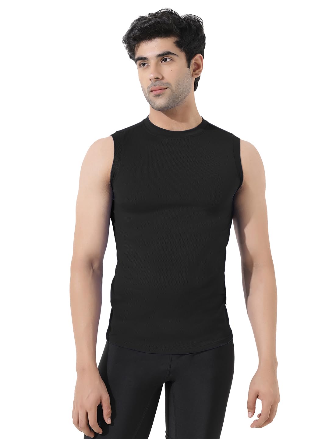 LYCOT Men's Sleeveless Net Rash Guard | Nylon Athletic Compression Top for Swimming & Outdoor Activities