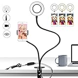 Manos libres: con el soporte del teléfono celular y la manguera de cuello de ganso, puede sujetarlo sobre la mesa, el escritorio y la cama, es más conveniente para usted ver programas en el teléfono o hacer videos.