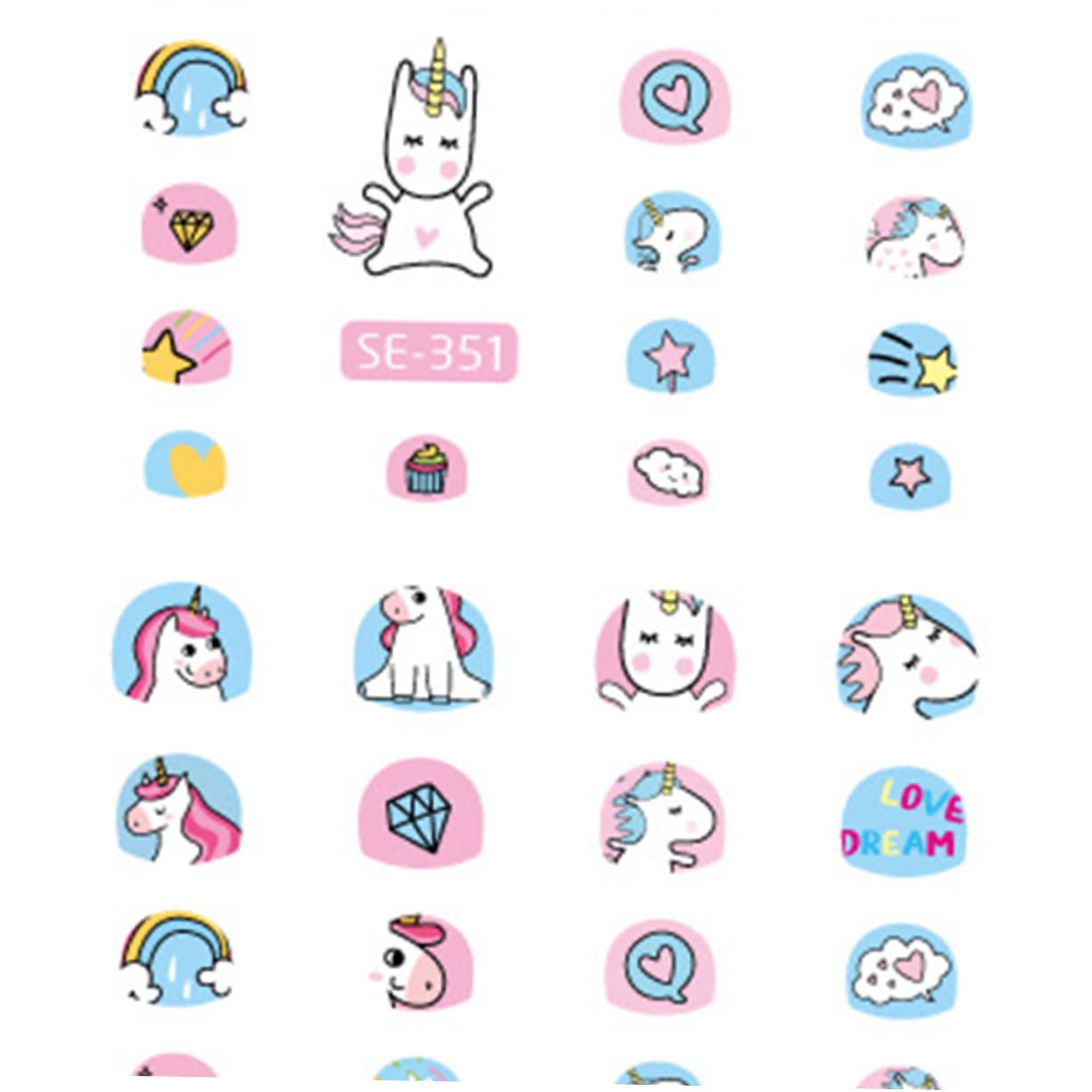 minkissy 30fogli Adesivi Per Unghie Cartoni Animati Unicorno Di Adesivi Per Unghie Per Ragazzo Ragazza Facili Da Applicare e Rimuovere Fantasie Variegate Per Nail Art Creativa e Divertente