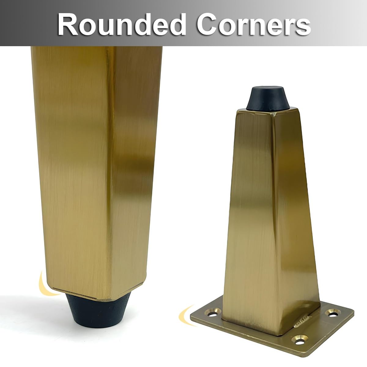 Set di 2 Piedini per Tavolo in Acciaio Inossidabile Spazzolato, Gambe di Ricambio per Mobili in Metallo Coniche Regolabili, Piedi di Supporto per Divani(Gold,40.5cm/15.94")
