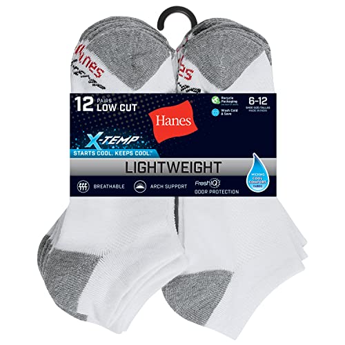 Image of Hanes Men's Socks, Active Cool X-temp Lightweight Moisture-wicking Cushioned Ankle, Crew and No Show, 12 and 14 Pair Packs
