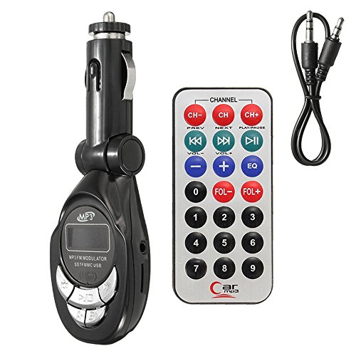 Transmisor FM MP3 Mechero Coche Radio Música Tarjeta SD Micro SD TF USB con Mando a Distancia