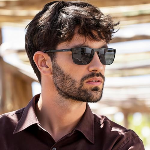 Image of CARFIA Spring Hinge Metal Polarized Sunglasses for Men UV Protection Lightweight Square Sun Glasses for Driving Fishing Golf
