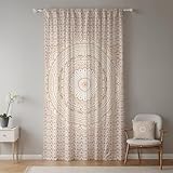 ggaimwf Boho Vorhänge für Schlafzimmer Ombre Creme Mandala Vorhang Bohemian Druck Bunt Ethnisch Fenstervorhänge mit Stangentasche Indisch Hippie Stil Türvorhang Bleistiftfalten 107x215cm 1 Panel