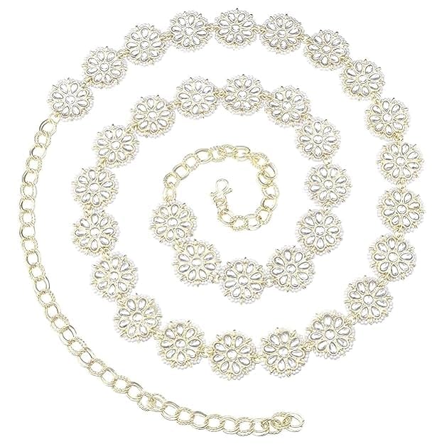 Pearls Gold Tone Traditional Kundan & Pearls Embellished Bridal Kamarbandh For Women-picture-33