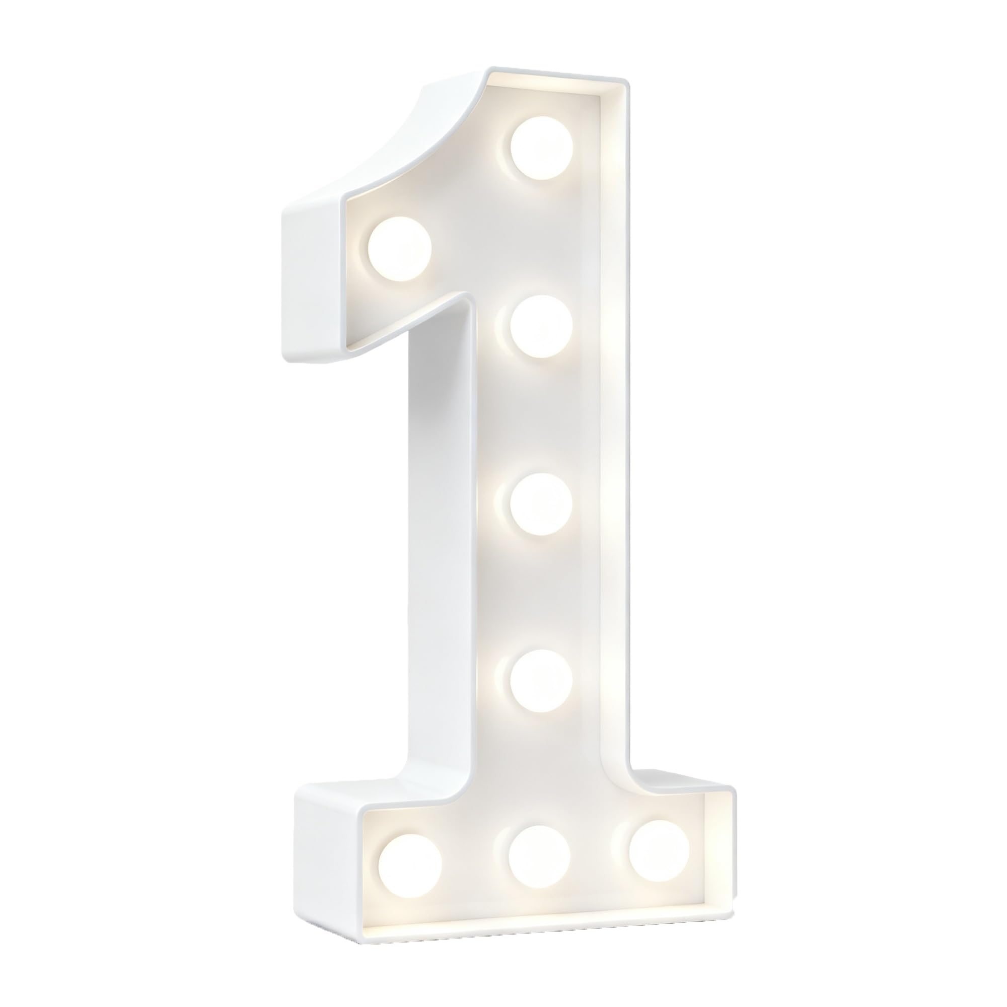 White 4FT Marquee Light Up Number Lights, 0-9 For Birthday Party Large Mosaic Frame Cardboard Pre-Cut Foam Board Sign Diy Decorations Anniversary(Number1,100cm/3.3ft)