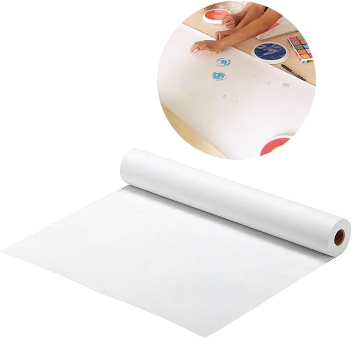 CORHAD Blank Drawing Paper Rolls 2 Pack 45cm x 5m White Paper Rolls Acid-Free Perfect for Kids Artists