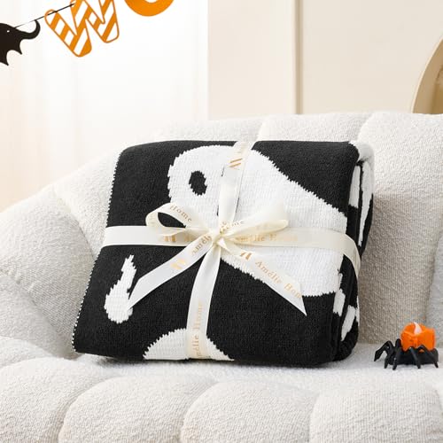 Amélie Home Halloween Throw Blanket for Couch, Dual- Sided Spooky Halloween Ghost Cute Terror Scence, Chenille Knit Soft Cozy for Sofa Home Decor Gifts, 50" x 60", Ghost - image 6