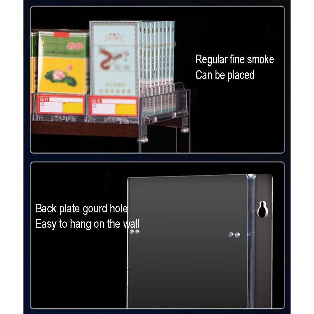 IBOWZ Acryl Riser Displayständer Store-Display-Regale, rechteckiger Acryl-Zigarettenetui-Halter, transparente Drücker, tragbares Display-Rack-Lagerregal, an der Wand montierter Zigarettenständer