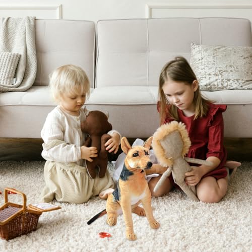 Csafyrt Hund Stofftier realistisch sitzender Hund Plüsch 12 Zoll weiche Stofftiere Dekoration Deutscher Schäferhund Plüschtier