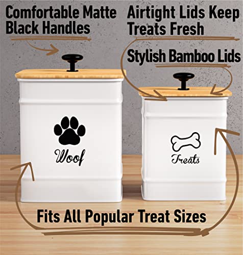 Dog Treat Container Airtight Set Of 2 - 8X6" & 7X5" Dog Treat Jars With Lids Airtight - Dog Treat Jars For Kitchen Counter - Dog Treat Canister - Big Dog Cookie Jar Dog Treat Jar - Pet Treat Container #TOP1