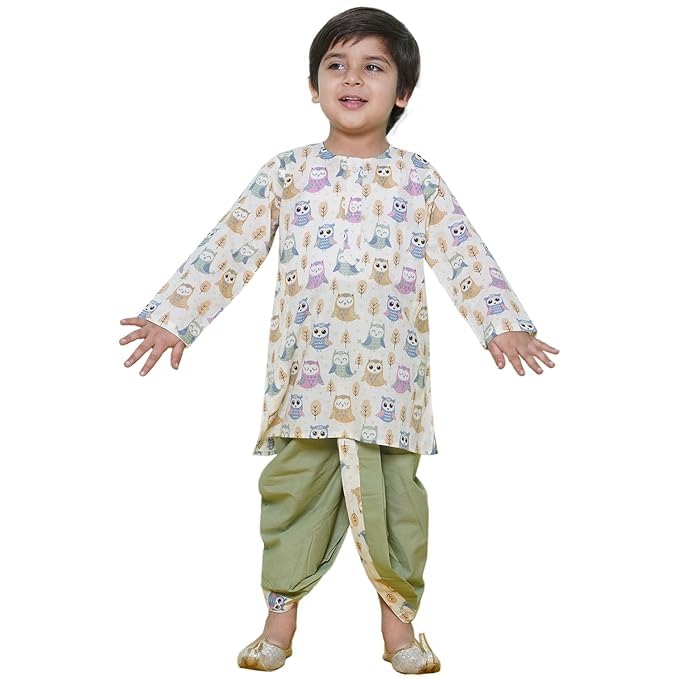 Image of AJ DEZINES Kids Ethnic Wear Pure Cotton Dhoti Kurta Set For Boys
