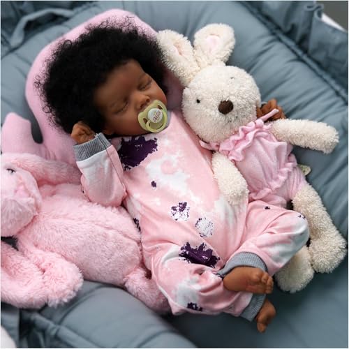 JIZHI Lifelike Reborn Baby Dolls Black -17Inch Baby-Soft Body &