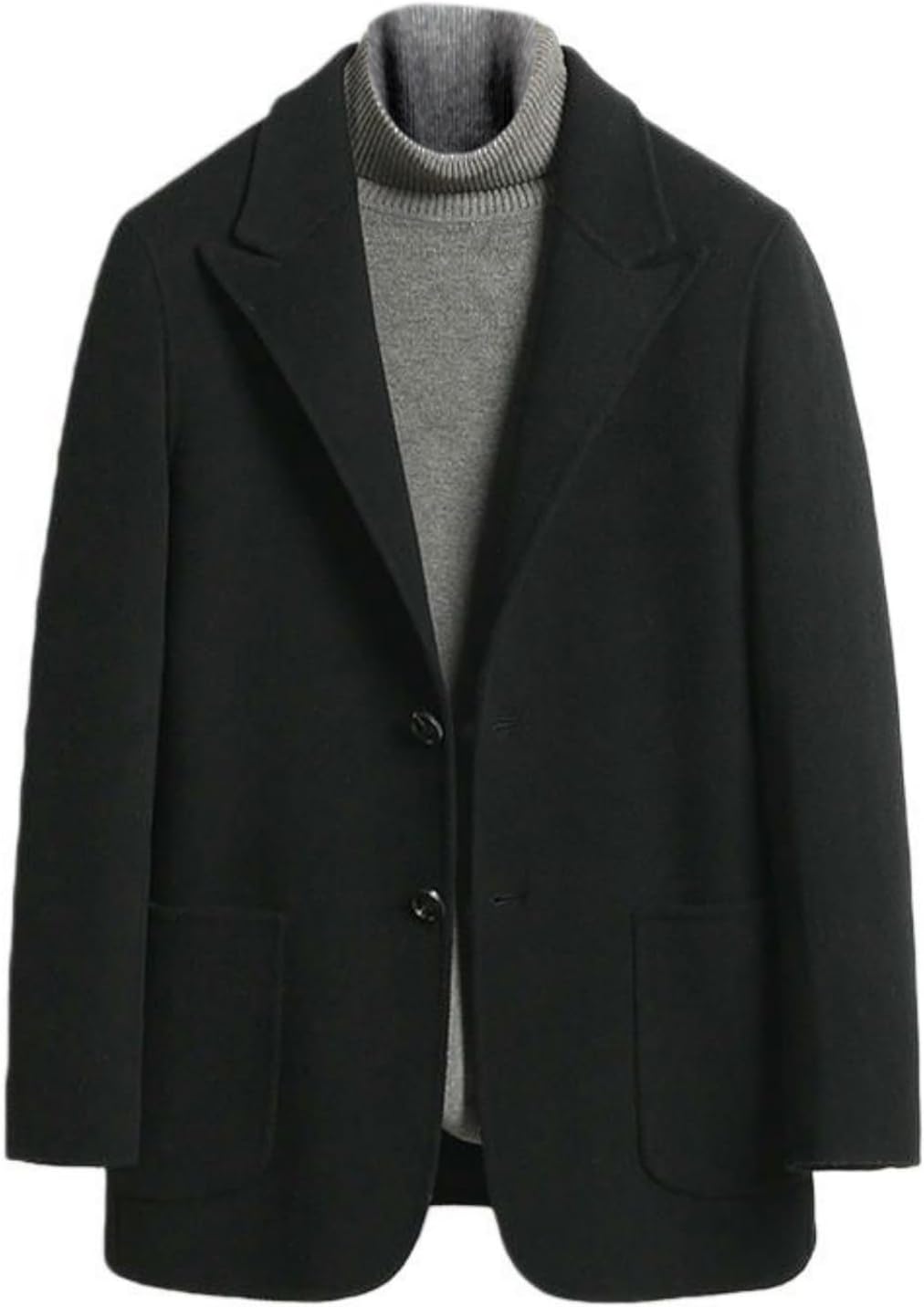 Men’s Fall/Winter Double-Faced Cashmere-Wool Short Suit-Style Coat Jacket