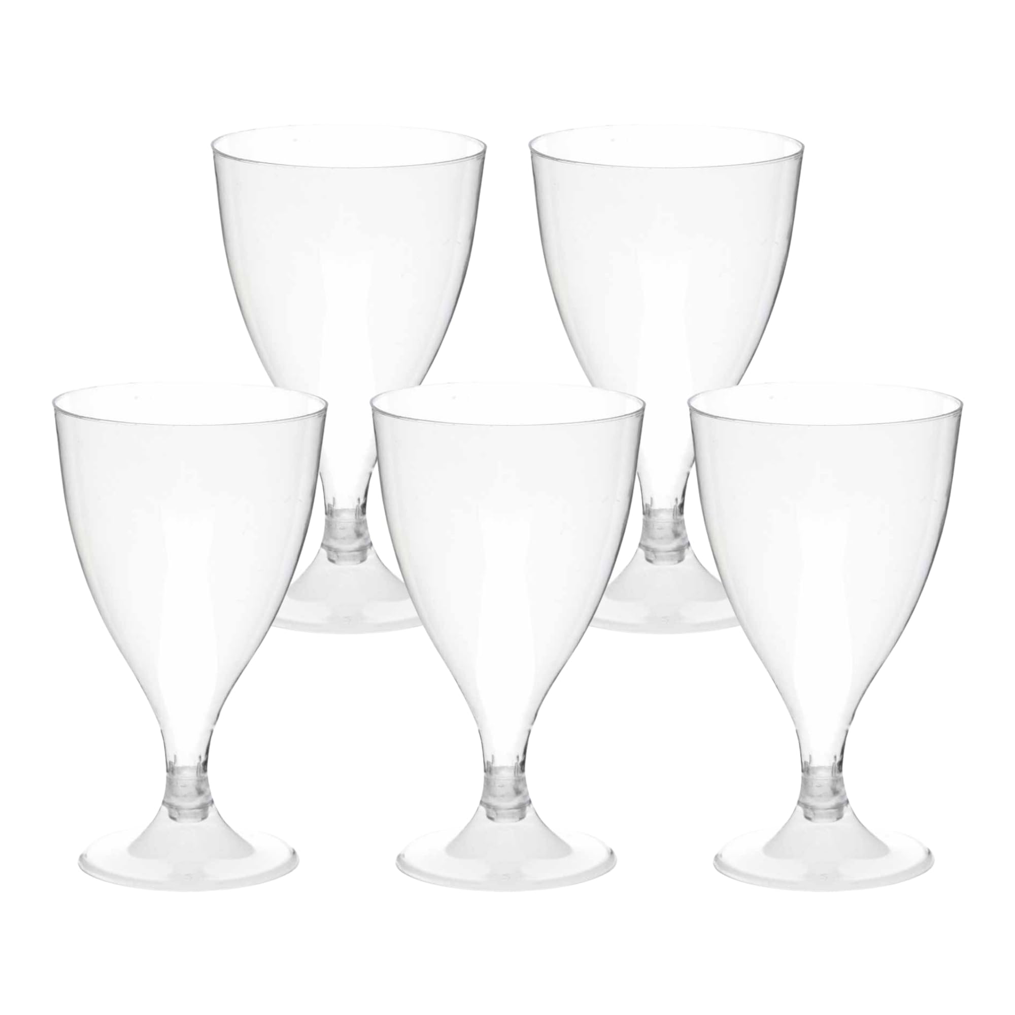 Perla - 48 Calici da Vino in Plastica Rigida Trasparente180ml - Bicchieri Resistenti e Riutilizzabili - Bicchiere Calice Vino per Compleanni - Matrimoni e Feste