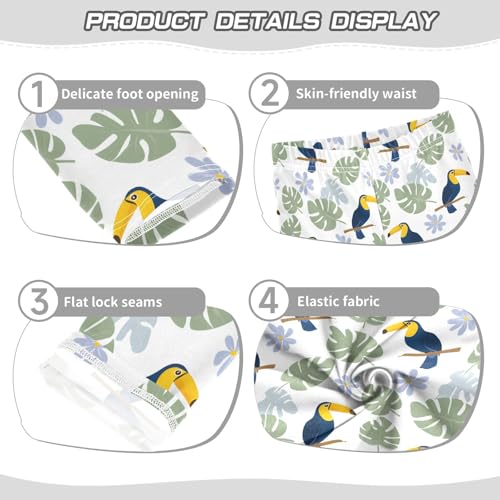 Toucan Bird Leaf Flower Girls Leggings Soft Stretch Workout Yoga Dance Pants for Kids Casual Tights3