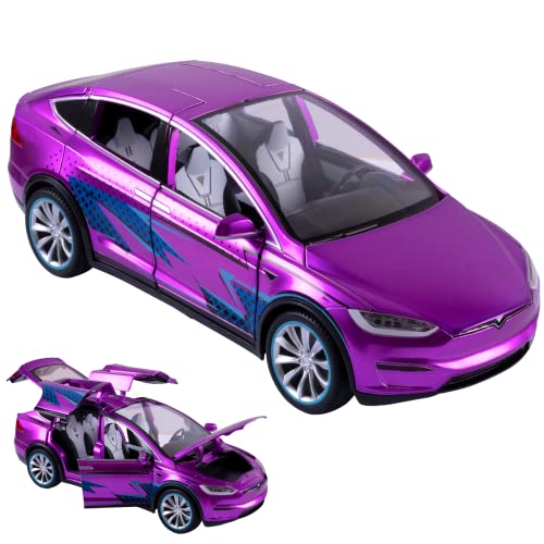Fesvasdee Model Car 1/20 Scale Sport Racing Version Pull Back Vehicles Diecast Car Metal Model Cars With Sound And Light For Kids Age 3 Year And Up Purple #TOP5