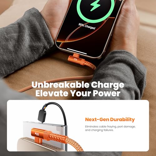USB-C naar USB-C Kabel 100W 2M, 90° Hoek Nylon Gevlochten Snellaadkabel PD3.1 voor iPhone, Samsung, Pixel - Afbeelding 6