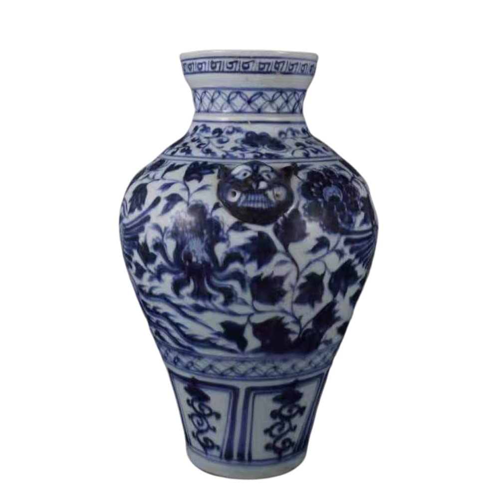 asdchZen Ceramic Vases Ginger Jar For Home Decor, Flower Birds Pattern Temple Jar Vase Traditional Chinese Porcelain Dried Flower Vases Decoration -33×22Cm