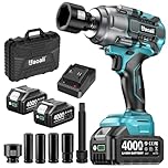 Uaoaii 1400Nm(1010ft-lbs) Cordless Impact Wrench Torque Beast, 1/2 Battery Impact Gun w/ 2X 4.0Ah Battery, 5 Sockets & Storage Box, Electric Impact Wrench for Truck RV, Maintenance Duty, IW810