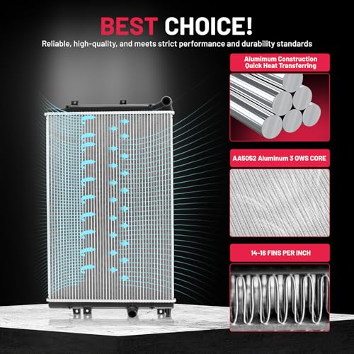 Image of BDFHYK 13272 Aluminum Radiator for Volkswagen Tiguan 2009-2018, for Volkswagen Tiguan Limited 2017-2018, CU13272, 26mm Core, Direct Fit Replacement, OE 5N0121253P VW3010164