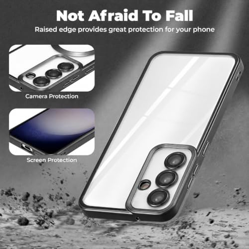 Image of VONZEE Clear Logo Electroplating Transparent Case for Samsung A55 5G, Magnetic Plating Electroplate TPU Cover, Individual Camera Protection for Each Lens - Black