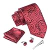 Massi Morino Tie and Pocket Square Set Men incl. Cufflinks, Tie Pin and Gift Box - Men's Tie Set red for Wedding #1
