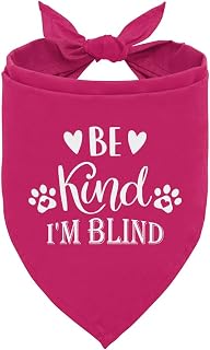 Be Kind I’m Blind Dog Bandana, Deep Pink Pet Dog Triangle Scarf Accessories, Funny Cute Dogs Bandana for Small Medium Dogs