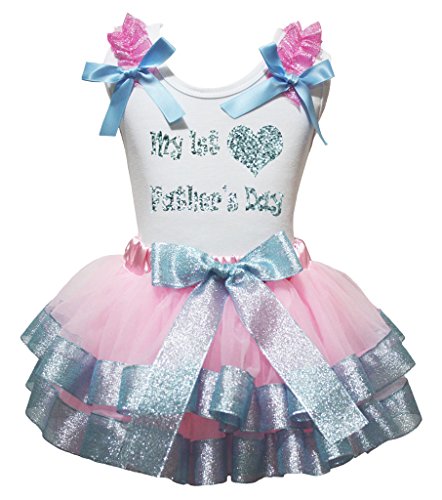Vestido 1st día del padre conjunto infantil con camisa rosa de botones y falda