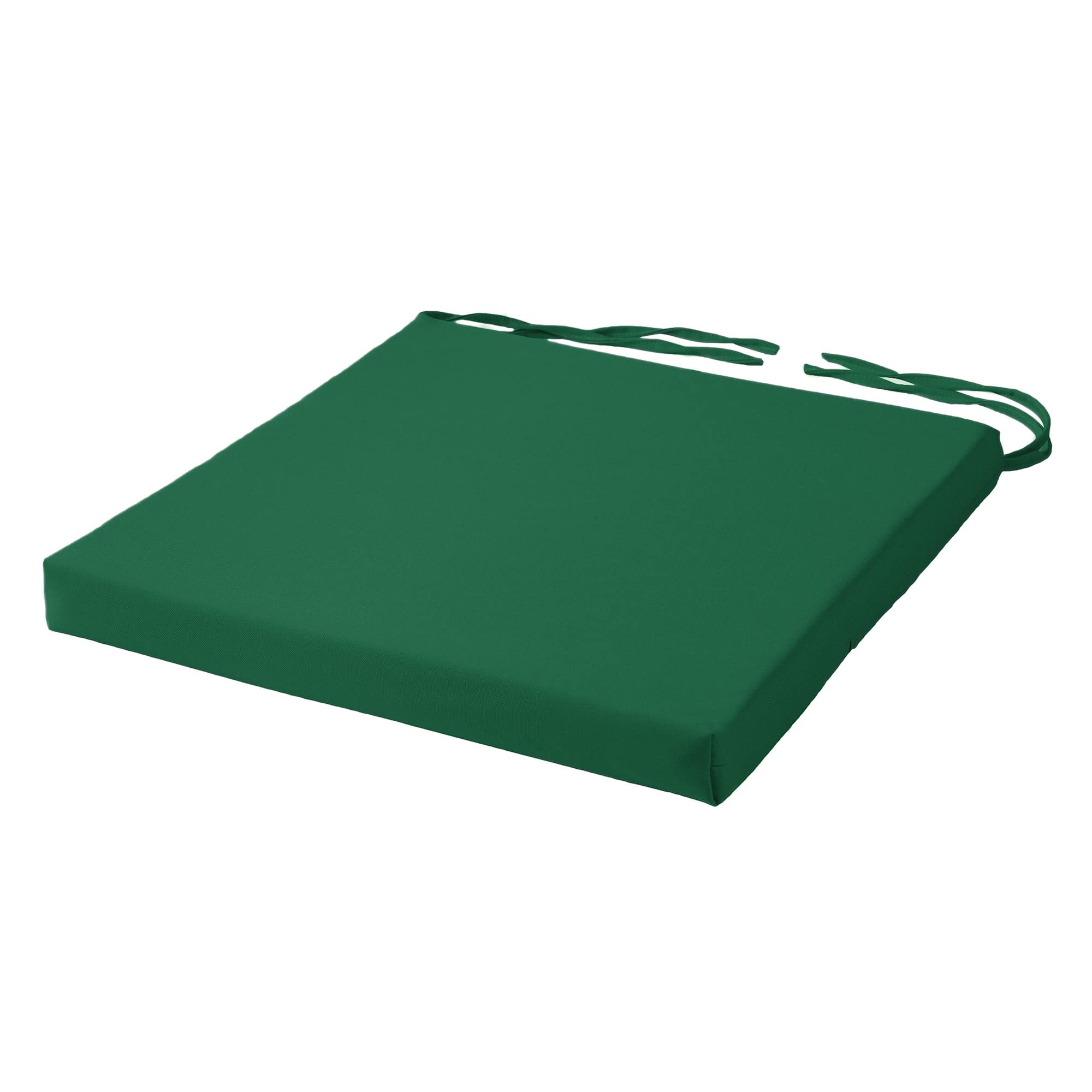 SOFTILLO Chair Cushion with Ties β Seat Pad for Dining and Kitchen Chairs, Italian Fabric, Square, Removable Cover, Indoor and Outdoor, Patio Garden β 40x40x4cm - Green