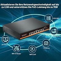 2.5G Unmanaged PoE Switch mit 8 x 2.5G Base-T Ports und 2 x 10G SFP Uplink Port, 120W kompatibel mit 100/1000/2500Mbps, Fanlesss Design, Plug & Play, 2.5Gb Power Over Ethernet Switch(10) – Ansicht 4