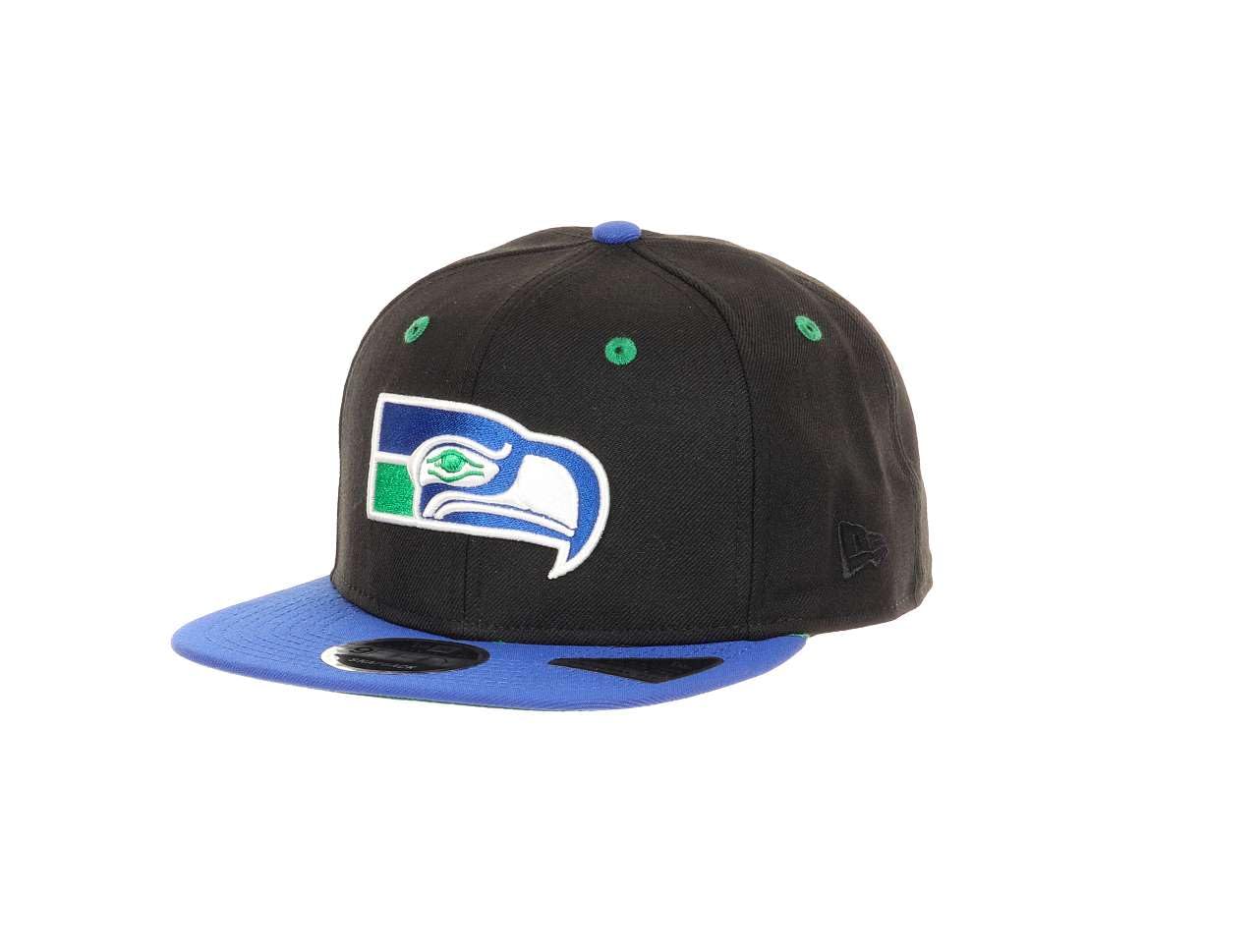 New Era Men's 950-Seahawks-Black-#32309 Seattle Seahawks Nfl 9Fifty Of Black Blue Snapback Cap - One-Size