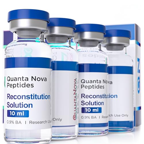 Reconstitution Solution for Peptides | 4 Pack (10 mL Each) | 0.9% BA | Sterile Glass Vials | PES 0.22µm Micron Filtered | Produced by USA-Based Peptide Specialist