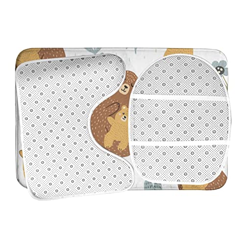 DIRYKILP Badematte + Konturmatte + Toilettendeckelbezug, niedlicher Bär, 3-teiliges Badteppich-Set, mit rutschfester Klebeunterseite – Bild 7