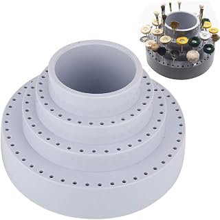 Rotating Drill Bit Storage Case, 6.6-Inch Round Plastic Organizer Stand with Center Bucket for Grinding Tool Tips Drill Bits