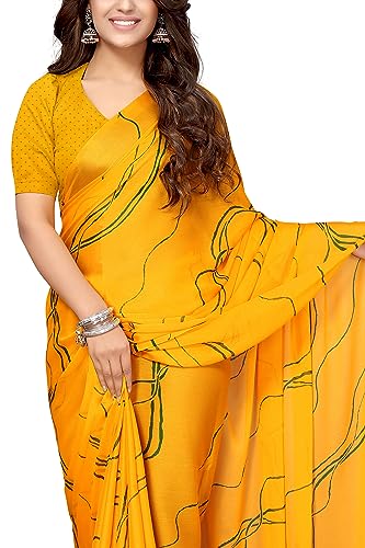 Image of MIRCHI FASHION Women's Ready to Wear 1 Minute Drape Chiffon Printed Saree with Blouse Piece