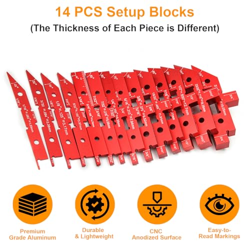 image for Comfylichi Table Setup Blocks for Woodworking, 14pcs Aluminum Alloy Pr