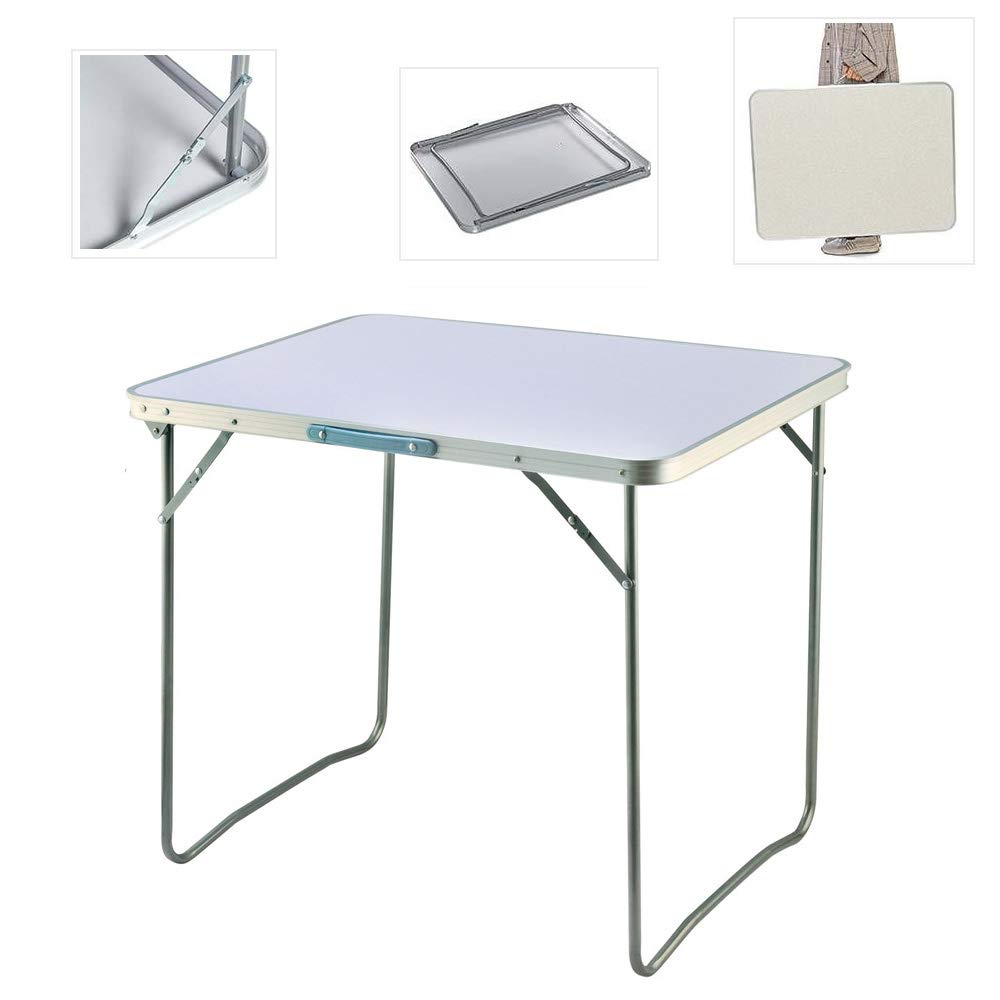 EFAN Folding Camping Table, Portable Picnic Table, Foldable Lightweight Table For Indoor Outdoor Garden Party Picnic Camping Dining, Unfold Size 80x60x69cm, Aluminum White — image 1