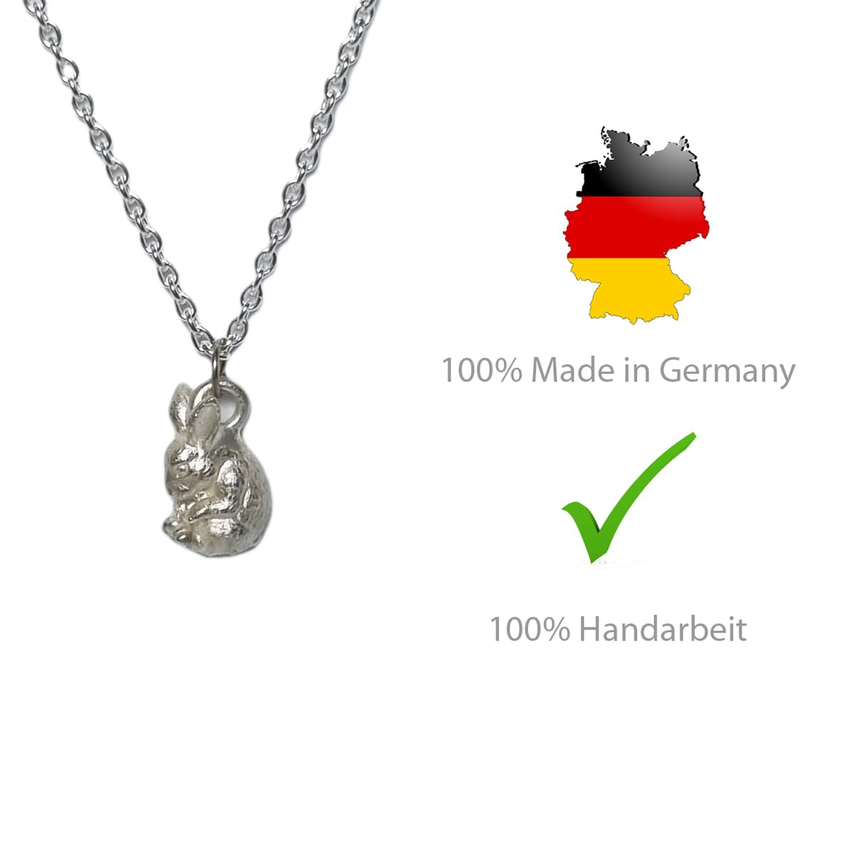 Hase Kette Silber Anhänger Charm Hase Geschenk Damen nickelfrei Echtschmuck Handarbeit handmade Schmuck amazon Hase Kinderschmuck Silber Geschenk Kommunion Kinderschmuck silber gerollt