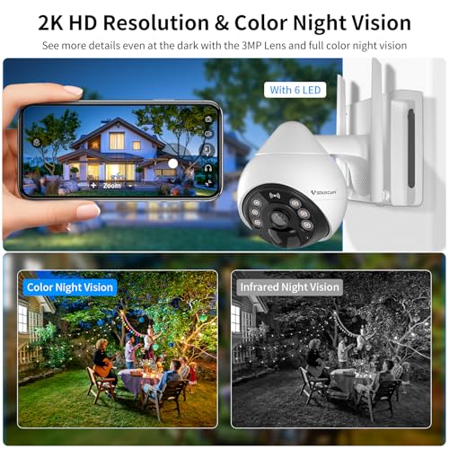 Image of VSTARCAM 4G Cellular Security Cameras Wireless Outdoor, 3MP Battery Powered Cameras for Home Surveillance, Motion Detection, Color Night Vision, Pan /Tilt, 2-Way Talk, Cloud &SD Storage