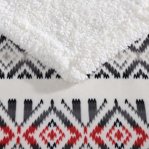 Image of Eddie Bauer - Throw Blanket, Brushed Fleece & Plush Sherpa Soft Bedding, Blanket for Couch & Bed (Mountain Village Red, 50 inch x 60 inch)