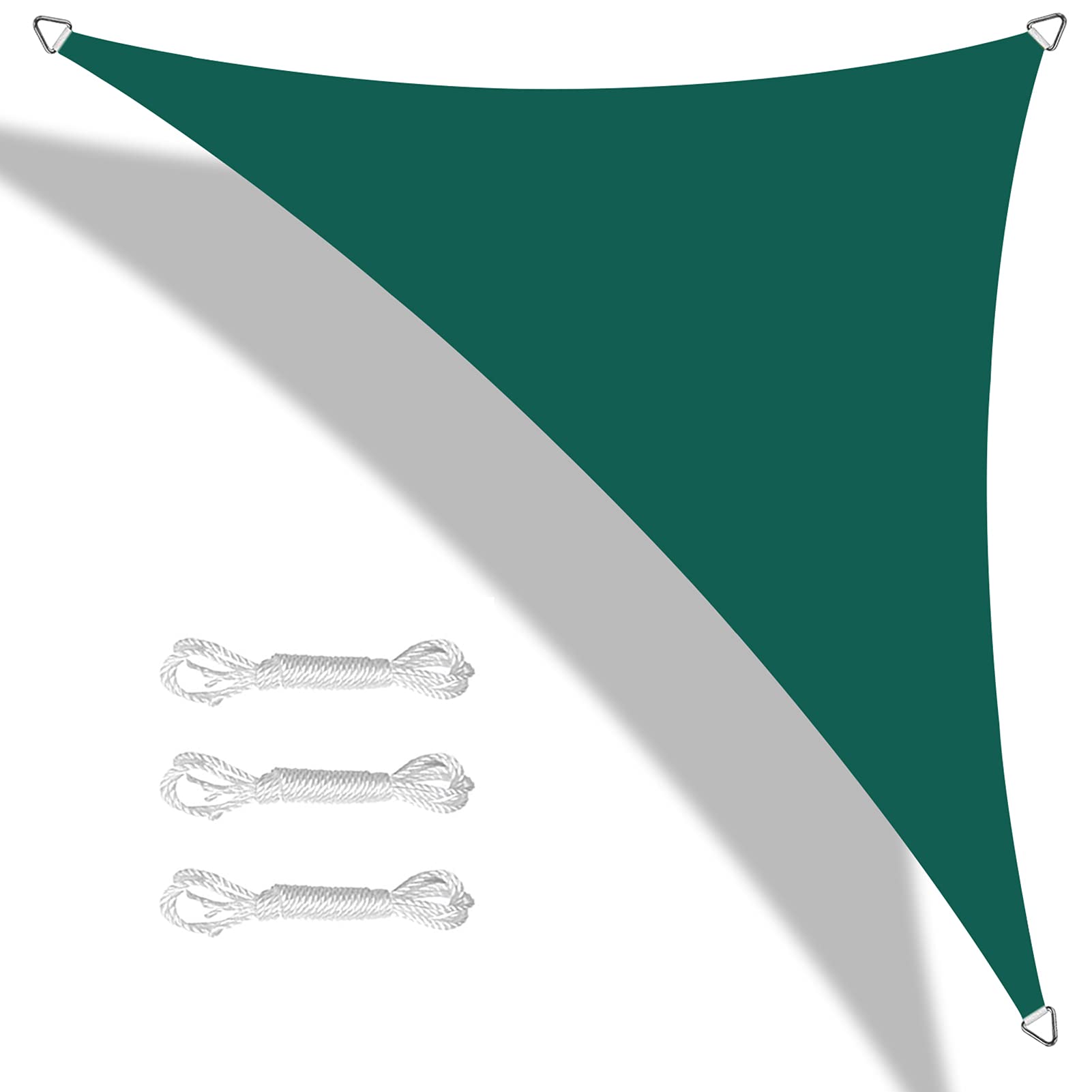 Teynewer Green Sun Shade Sail Triangle 5X5x5m Waterproof Shade Sail For Outdoor Garden Patio Party 98% Uv Block Sunscreen Awning Canopy Sunsail With Free Rope,