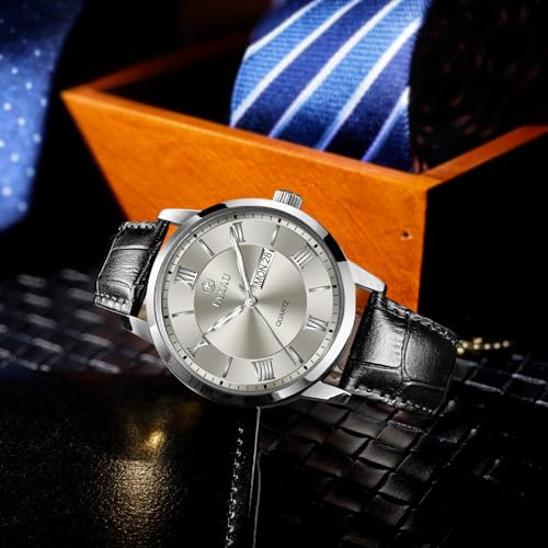 Montre analogique homme Taxau chic avec chiffres romains et cuir - 6