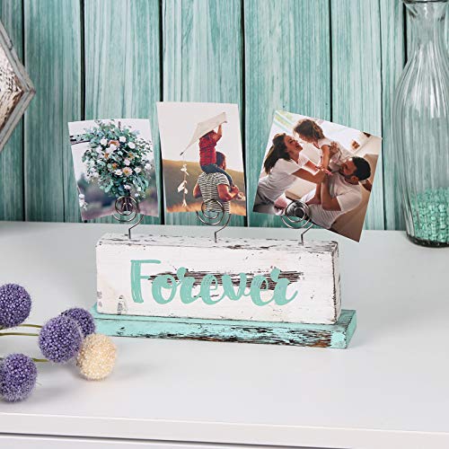 Jackcube Design Multi-Photo Display Boho Tabletop Decor Wooden Double Side Memos, Cards, Gallery Display Block With 3 Wire Clips, Desktop Freestanding Polaroid Picture Frame Decoration- Mk678A #TOP3