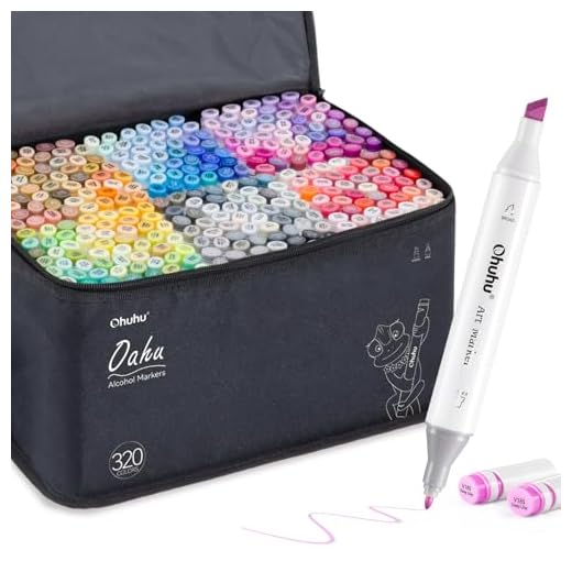 Ohuhu Marcadores Permanentes de Graffiti, Rotuladores Permanentes Cuenta con 320 Colores de Doble Punta,se Puede Pintar para los Niños, Dibujar Bocetos Artísticos, Colores y Subrayados